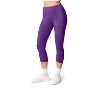 Ladeheid Leggings Damen 3/4 Baumwolle bequem und atmungsaktiv Capri Leggings Damen für Sommer LA40-132 (Violett-2, XS)