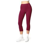 Ladeheid Leggings Damen 3/4 Baumwolle bequem und atmungsaktiv Capri Leggings Damen für Sommer LA40-132 (Weinrot, XS)