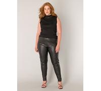 Leggings BASE LEVEL CURVY "Alene", Damen, Gr. 54 (56), N-Gr, schwarz, Jersey, Obermaterial: 95% Polyester, 5% Elasthan, glänzend, Basic, figurbetont knöchelfrei, Hosen Leggings, In leicht glänzender L