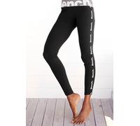 Leggings BENCH. LOUNGEWEAR, Damen, Gr. 32/34, N-Gr, schwarz, Jersey, Obermaterial: 95% Baumwolle, 5% Elasthan, unifarben, Basic, eng lang, Hosen Leggings, mit bedruckten Tapestreifen (32399124-32) sch