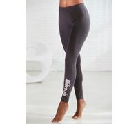 Leggings BENCH. LOUNGEWEAR, Damen, Gr. 36/38, N-Gr, grau (stone), Obermaterial: 95% Baumwolle, 5% Elasthan, bedruckt, bestickt, unifarben, Basic, figurbetont lang, Hosen Leggings, mit Stickerei und Dr