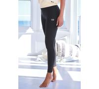 Leggings BENCH. LOUNGEWEAR, Damen, Gr. 40/42, N-Gr, schwarz, Jersey, Obermaterial: 95% Baumwolle, 5% Elasthan, unifarben, figurbetont lang, Hosen Leggings, mit Logo Silikon Badge, Loungewear (40372245
