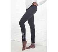 Leggings BENCH. LOUNGEWEAR, Damen, Gr. 44/46, N-Gr, schwarz, Single Jersey, Obermaterial: 95% Baumwolle, 5% Elasthan, unifarben, Basic, figurbetont lang, Hosen Leggings, mit glänzender Logostickerei,