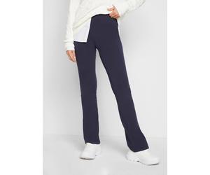 Leggings BONPRIX "Baumwoll-Leggings, Flared Leg", Damen, Gr. 48/50 (XL), N-Gr, blau (dunkelblau), Strick, Obermaterial: 95% Baumwolle, 5% Elasthan, unifarben, skinny fit lang, Hosen Leggings, aus Baum