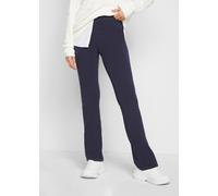Leggings BONPRIX "Baumwoll-Leggings, Flared Leg", Damen, Gr. 56/58 (XXXL), N-Gr, blau (dunkelblau), Strick, Obermaterial: 95% Baumwolle, 5% Elasthan, unifarben, skinny fit lang, Hosen Leggings, aus Ba