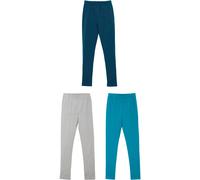 Leggings BONPRIX, Mädchen, Gr. 128/134, N-Gr, blau (dunkelblau, dunkeltürkis, hellgrau meliert), Obermaterial: 95% Baumwolle, 5% Elasthan, skinny fit, Hosen Leggings, aus Baumwolle und Elasthan, skinn