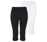 Leggings BOYSEN'S, Damen, Gr. 46 (L), N-Gr, schwarz-weiß (weiß, schwarz), Jersey, Obermaterial: 95% Baumwolle, 5% Elasthan, unifarben, Basic, schmal 3/4-Länge, Hosen Leggings, in Capri-Länge (477532-4