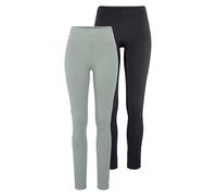Leggings BOYSEN'S, Damen, Gr. 52 (XXL), N-Gr, grün (schwarz, salbei), Jersey, Obermaterial: 95% Baumwolle, 5% Elasthan, unifarben, Basic, sehr figurbetont knöchellang, Hosen Leggings, mit Baumwolle NE