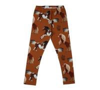 Leggings Braun Pferde-Allover Bio-Baumwolle GOTS - Walkiddy 50/56