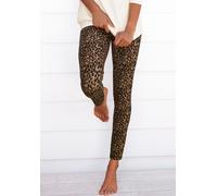 Leggings BUFFALO Gr. 32/34, N-Gr, braun (camelfarben, schwarz, leo), Damen, Jersey, Obermaterial: 95% Baumwolle, 5% Elasthan, animal-print, Hosen, mit Leoprint (55218309-32) camelfarben, schwarz, leo