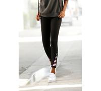 Leggings BUFFALO, Damen, Gr. 44/46, N-Gr, schwarz, Single Jersey, Obermaterial: 95% Baumwolle, 5% Elasthan, unifarben mit Farbeinsatz, Basic, figurbetont normal, Hosen Leggings, mit seitlich bedruckte