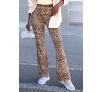Leggings BUFFALO, Damen, Gr. 48/50, N-Gr, beige (beige leo), Jersey, Obermaterial: 95% Baumwolle, 5% Elasthan, animal-print, bedruckt, figurbetont lang, Hosen Leggings, in modischer Allover Leo-Optik 