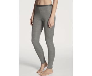 Leggings CALIDA "True Confidence", Damen, Gr. XXS (32/34), N-Gr, grau (platin melé), Feinripp, Obermaterial: 70% Wolle, 30% Seide, unifarben, normal lang, Hosen Leggings, wärmend, elastisch, Feinripp-