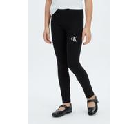 Leggings CALVIN KLEIN JEANS "CK LOGO LEGGING", Mädchen, Gr. 14 (164), N-Gr, pvh schwarz, Jersey, Obermaterial: 94% Baumwolle, 6% Elasthan, unifarben, regular fit lang, Hosen Leggings, Regular fit, Log