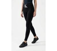 Leggings CALVIN KLEIN JEANS "CKJ WOMEN LEGGING 1P HIGH-WAIST MONOGRAM", Damen, Gr. M, N-Gr, schwarz, Web, Obermaterial: 90% Polyamid, 9% Elasthan, 1% Polyester, klassisch, sehr figurbetont lang, Hosen