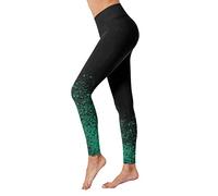 Leggings Damen Farbverlauf Drucken High Waist Leggins Blickdicht Sporthose Push Up Leggings Damen Anti-Cellulite Yogahose Bauchweg Sportleggins Lang Yoga Hose für Gym Fitness(H Grün,XL)