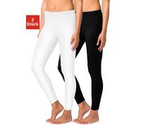 Doppelpack Leggings mit Gummibund, weiß+schwarz, Gr.48/50