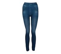 Leggings Damen Skinny Jeans-Look High Waist Jogginghose Stretch Blickdicht Bedruckte Jeggings Hose Pants Fitnesshose Yogahose Schlank Fitness Jeans Leggings Länge Plus Hosen (Blue, XXL)