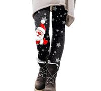 Leggings Damen Strumpfhosen Ohne Fuß Damen Weihnachtsleggings Enges Shape Abnehmen Leggings Damen Baumwolle Mit Bunt Lustig Weihnachtsdruck Stylisch Bequem Große Größen Weihnachtshosen Neujahr