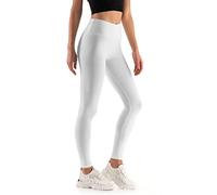 Leggings Empire Damen Leggings mit hoher Taille Schlankheits Gamaschen für Damen mit Panel Dehnbare Atmungsaktive Elastischer breiter Bund Plus Size 36-56 EU LWP Weiß 52 EU