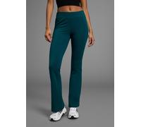 Leggings FAYN SPORTS, Damen, Gr. 36, N-Gr, blau (schwarz petrol), Jersey, Obermaterial: 90% Baumwolle, 10% Elasthan, unifarben mit Farbeinsatz, bootcut fit lang, Hosen Leggings, Logo als Reflektorprin