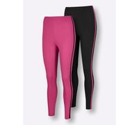 Leggings FEEL GOOD, Damen, Gr. 40/42, Normalgrößen, schwarz, fuchsia, 95% Baumwolle, 5% Elasthan, unifarben, Hosen Leggings (63962620-40) schwarz, fuchsia