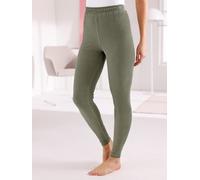 Leggings FEEL GOOD, Damen, Gr. 44/46, Normalgrößen, grün (khaki), 65% Baumwolle, 32% Polyester, 3% Elasthan, unifarben, Hosen Leggings (19076828-44) khaki
