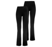 Leggings FLASHLIGHTS, Damen, Gr. 36/38 (S), D-Gr, schwarz (schwarz, schwarz), Jersey, Obermaterial: 95% Baumwolle, 5% Elasthan, unifarben, Basic, ausgestellt lang, Hosen Leggings, mit leicht ausgestel
