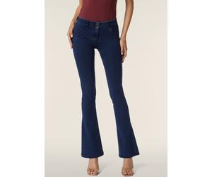 Leggings FREDDY "WRUP MINI-FLARE REGULAR", Damen, Gr. M (38), N-Gr, blau (dunkelblau - seams on tone), Denim/Jeans, Obermaterial: 84% Baumwolle, 16% Elasthan, unifarben, skinny fit lang, Hosen Legging