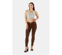Leggings FREDDY "WRUP SUPERSKINNY REGULAR COTTON", Damen, Gr. XL (42), N-Gr, schwarz braun, Web, Obermaterial: 81% Baumwolle, 19% Elasthan, figurbetont knöchelfrei, Hosen Leggings, mit Lifting & Shapi
