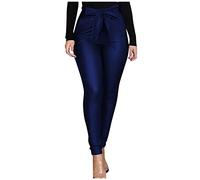 Leggings FüR Damen Jogginganzug Damen Scrunch Butt Leggings Glatte Einfarbig High Waist Leder Hose Mit GüRtel Schlank Stylische Sexy Lederoptik Kunstlederhose Regenhose Damen Wasserdicht (Blau, M)