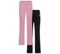 Leggings H.I.S "2er Packung H.I.S Leggings mit Schlag für Mädchen", Mädchen, Gr. 170, N-Gr, schwarz (schwarz, rosa), Jersey, Obermaterial: 95% Baumwolle, 5% Elasthan, unifarben, Basic lang, Hosen Legg