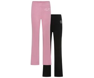Leggings H.I.S "2er Packung Leggings mit Schlag für Mädchen", Mädchen, Gr. 170, N-Gr, schwarz (schwarz, rosa), Jersey, Obermaterial: 95% Baumwolle, 5% Elasthan, unifarben, Basic lang, Hosen Leggings,