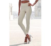 Leggings H.I.S, Damen, Gr. 32/34, N-Gr, beige (ecru), Obermaterial: 70% Baumwolle, 25% Polyester, 5% Elasthan, unifarben, Basic, Hosen, im Schlupfhosen Style (39069400-32) ecru