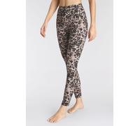 Leggings H.I.S Gr. 40/42, N-Gr, braun (schwarz mit leodruck), Damen, Obermaterial: 95% Baumwolle, 5% Elasthan, animal-print, bedruckt, Hosen, mit Leoprint, Loungewear (11415726-40) schwarz mit leodruc