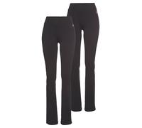 Leggings H.I.S, Damen, Gr. 44, N-Gr, schwarz (schwarz, schwarz), Single Jersey, Obermaterial: 95% Baumwolle, 5% Elasthan, unifarben, schmal lang, Hosen Leggings, Bootcut-Leggings im praktischen 2er-Pa