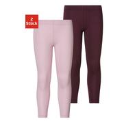 Leggings H.I.S, Mädchen, Gr. 128/134, N-Gr, lila (rosa, pflaume), Single Jersey, Obermaterial: 95% Baumwolle, 5% Elasthan, unifarben, Basic, bequem lang, Hosen Leggings, Basic im Doppelpack (30659416-