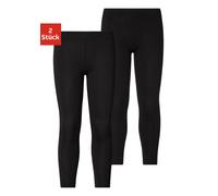 Leggings H.I.S "Mädchen", Mädchen, Gr. 116/122, N-Gr, schwarz, Single Jersey, Obermaterial: 95% Baumwolle, 5% Elasthan, unifarben, Basic, bequem lang, Hosen Leggings, Basic im Doppelpack (50416710-116