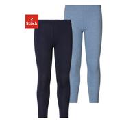 Leggings H.I.S "Mädchen", Mädchen, Gr. 128/134, N-Gr, blau (marine), Single Jersey, Obermaterial: 95% Baumwolle, 5% Elasthan. Obermaterial 2: 60% Baumwolle, 35% Polyester, 5% Elasthan, unifarben, Basi