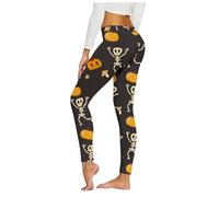Leggings Halloween Damen Hose Eng, gruselige Mit Fledermaus Geister Druck Yogahose Shape Strumpfhose Bauchweg Leggins Lang Yoga Pants Casual Sportleggings Moderne Tights Für Zombie-Outfit