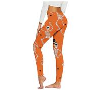 Leggings Halloween Damen Hose Eng, Lustig Mit Spinnennetz Skelett Druck Leggins Lang Strumpfhose Große Größen Yogahose Push Up Yoga Pants Casual Sportleggings Moderne Tights Für Hexenfeste