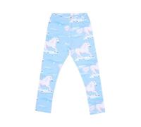 Leggings Hellblau Weiße Pferde-Allover Bio-Baumwolle GOTS - Walkiddy 116