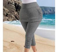 Leggings in Dunkelgrau für Damen in Große Größen mit Taschen, minimalistisch & modisch, geeignet für den Sommer, Caprileggings, für den Strand, Urlaub
