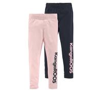 Leggings KANGAROOS "2er Pack Leggings mit Kangaroos Schriftzug", Mädchen, Gr. 116/122, N-Gr, blau (marine, rosa), Jersey, Obermaterial: 95% Baumwolle, 5% Elasthan, bedruckt, mehrfarbig, schmal lang, H