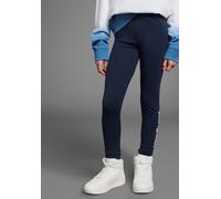 Leggings KANGAROOS "Basic Leggings für große und kleine Mädchen", Mädchen, Gr. 128/134, N-Gr, blau (marine), Single Jersey, Obermaterial: 95% Baumwolle, 5% Elasthan, bedruckt, eng lang, Hosen Leggings