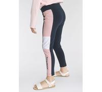 Leggings KANGAROOS "Colorblocking Leggings für kleine Mädchen", Mädchen, Gr. 92/98, N-Gr, blau (marine, rosa), Jersey, Obermaterial: 95% Baumwolle, 5% Elasthan, bedruckt, mehrfarbig, eng lang, Hosen L