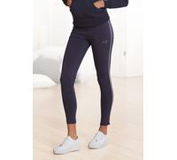 Leggings KANGAROOS, Damen, Gr. 40/42, N-Gr, blau (marine), Single Jersey, Obermaterial: 95% Baumwolle, 5% Elasthan, unifarben, figurbetont lang, Hosen Relaxhose Homewear Hose Leggings, mit schmalem Pi