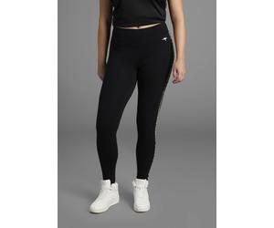 Leggings KANGAROOS, Damen, Gr. 42, N-Gr, schwarz, Single Jersey, Obermaterial: 95% Baumwolle, 5% Elasthan, unifarben, figurbetont knöchellang, Hosen Leggings, mit seitlichen Streifen im Leo-Print, gro