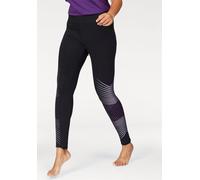 Leggings KANGAROOS, Damen, Gr. 50, N-Gr, schwarz (schwarz, lila), Single Jersey, Obermaterial: 95% Baumwolle, 5% Elasthan, bedruckt, eng knöchellang, Hosen Leggings, Große Größen (868427-50) schwarz,