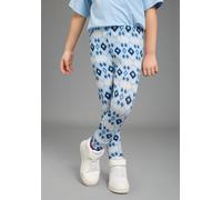 Leggings KANGAROOS "Kangaroos 2er Pack Leggings für kleine Mädchen", Mädchen, Gr. 92/98, N-Gr, blau (hellblau gemustert), Jersey, Obermaterial: 95% Viskose, 5% Elasthan, bedruckt, ethno, eng lang, Hos